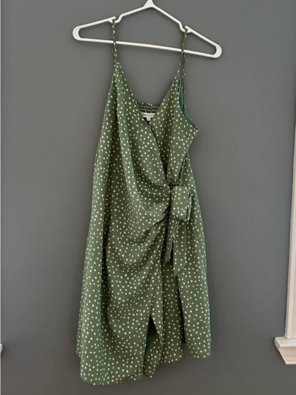 Heartloom - Olive Green Polka Dot Wrap Dress